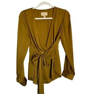 Moulinette Soeurs Anthropologie Boho Wrap Feminine V-Neck Long Sleeve Blouse